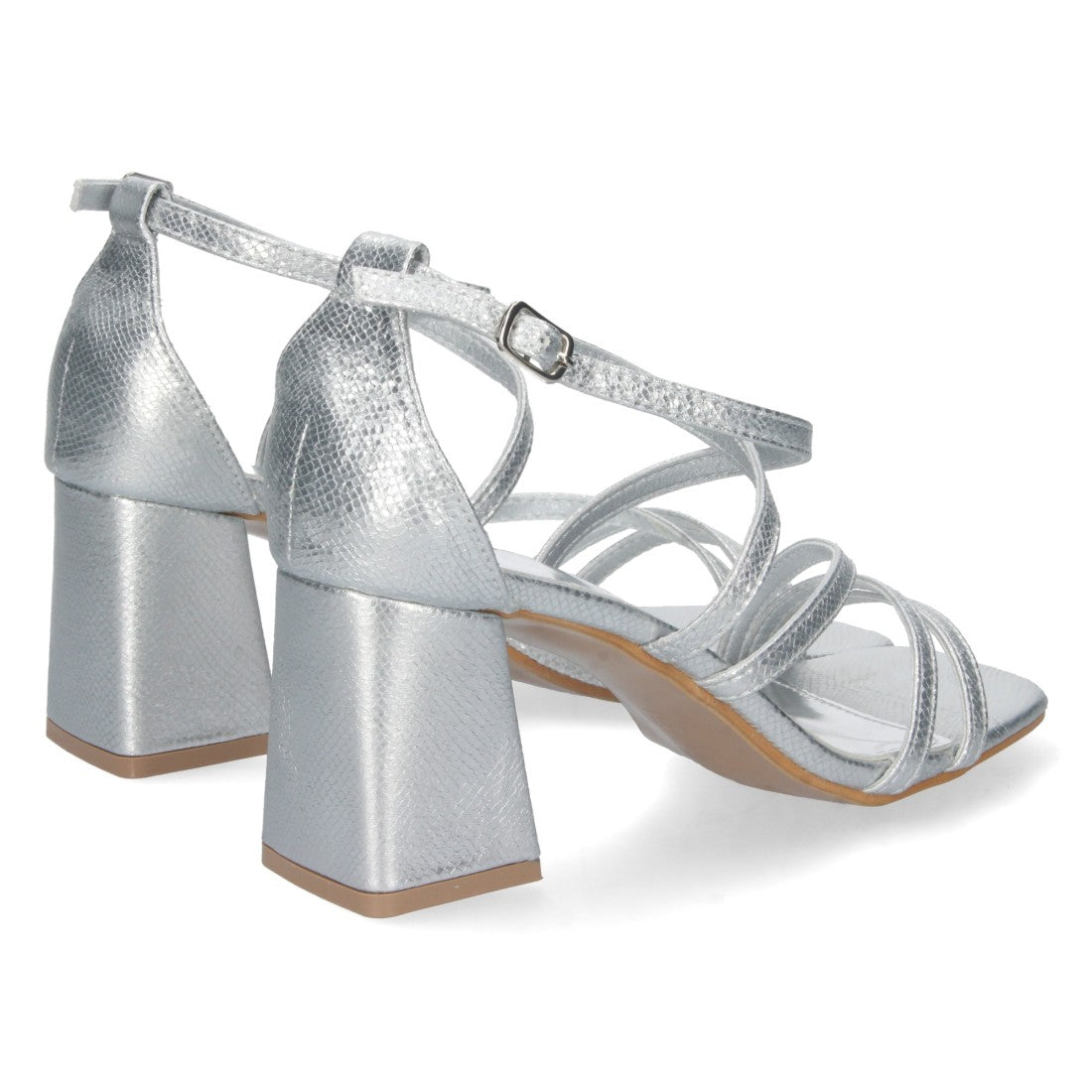 Sandalias Plata Tacón Elegantes Cómodas Fiesta Bodas