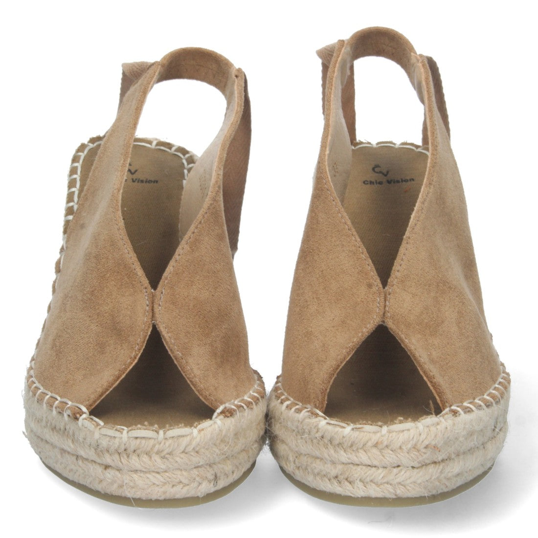 Sandalias Taupe Mujer Cuña Yute Cordones Elegantes