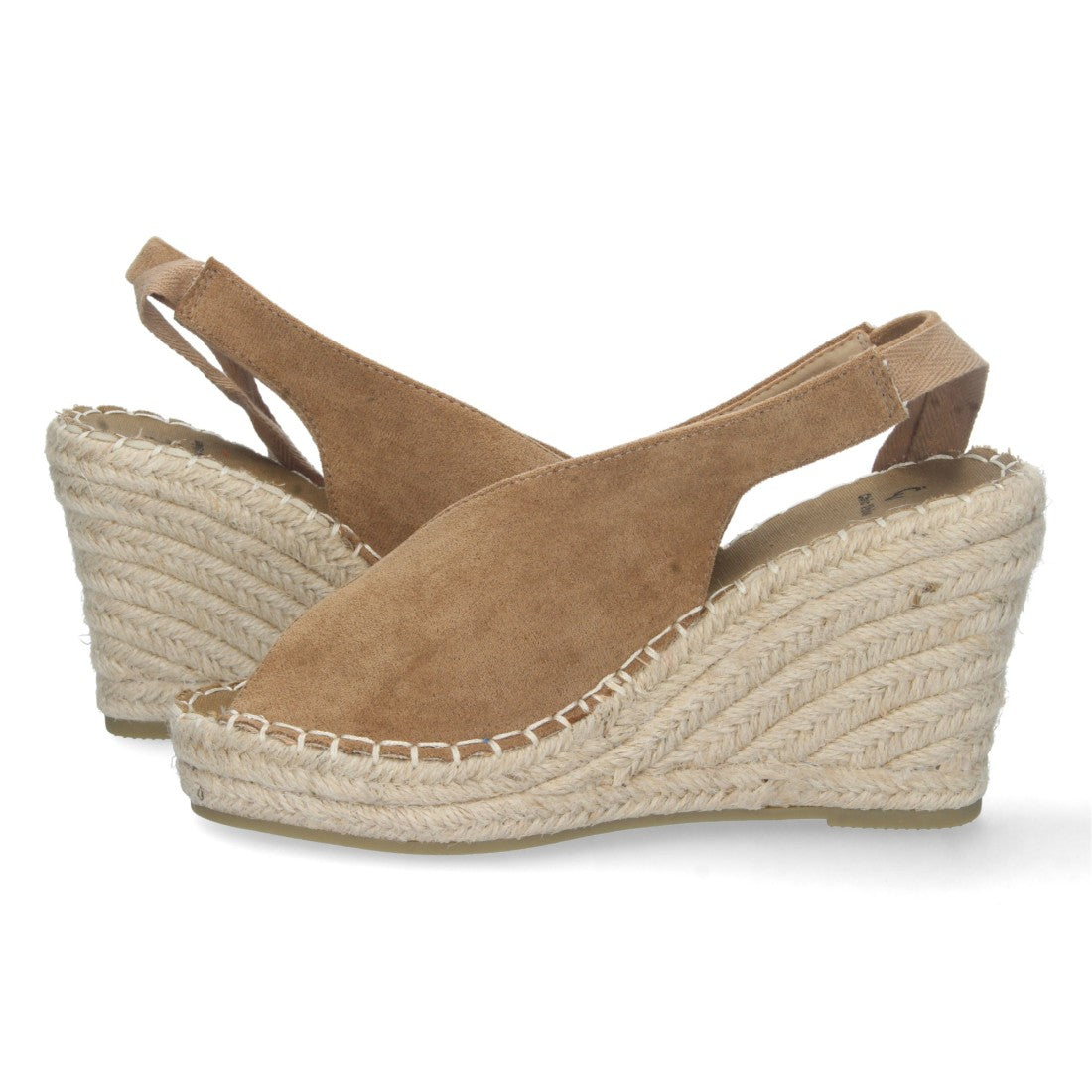 Sandalias Taupe Mujer Cuña Yute Cordones Elegantes