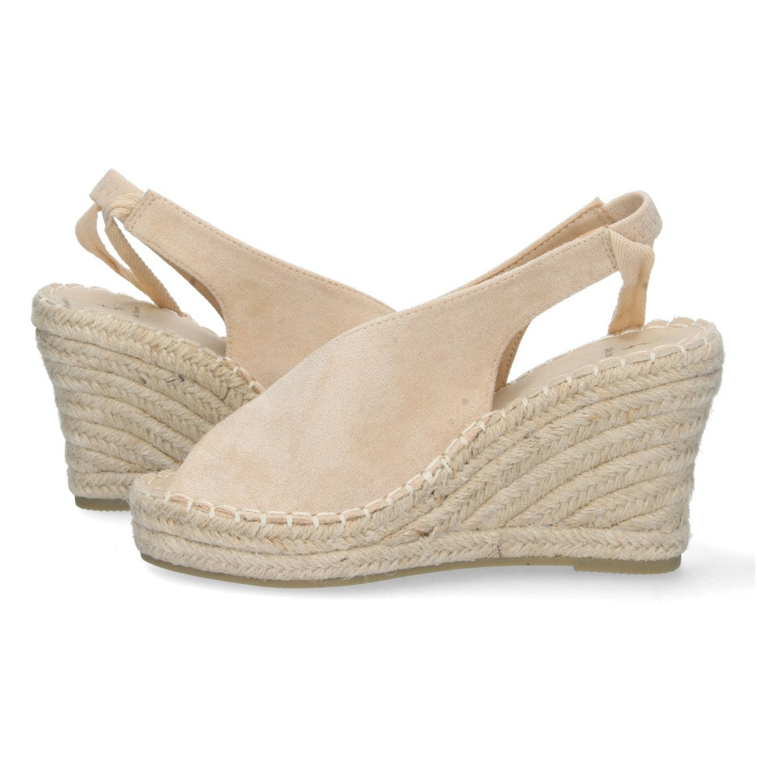 Sandalias Beige Mujer Cuña Yute Cordones Elegantes