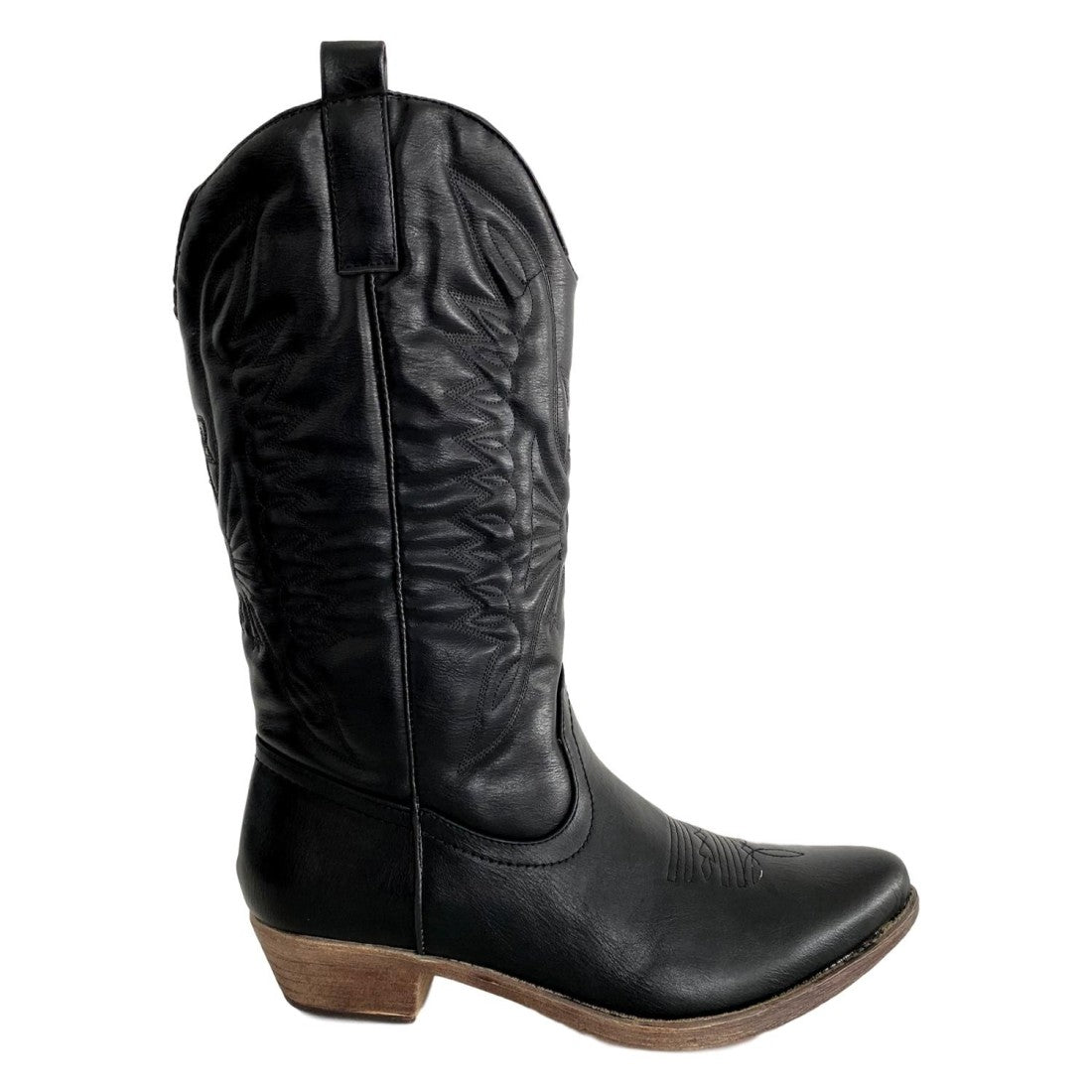 Botas Negras Camperas con Bordado Cosido