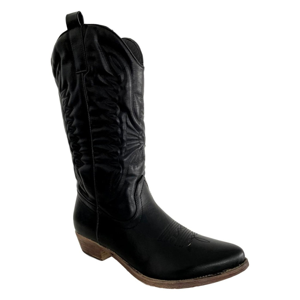 Botas Negras Camperas con Bordado Cosido