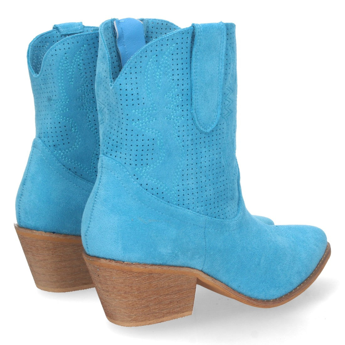 Botines Perforados con Bordado Decorativo - Azul