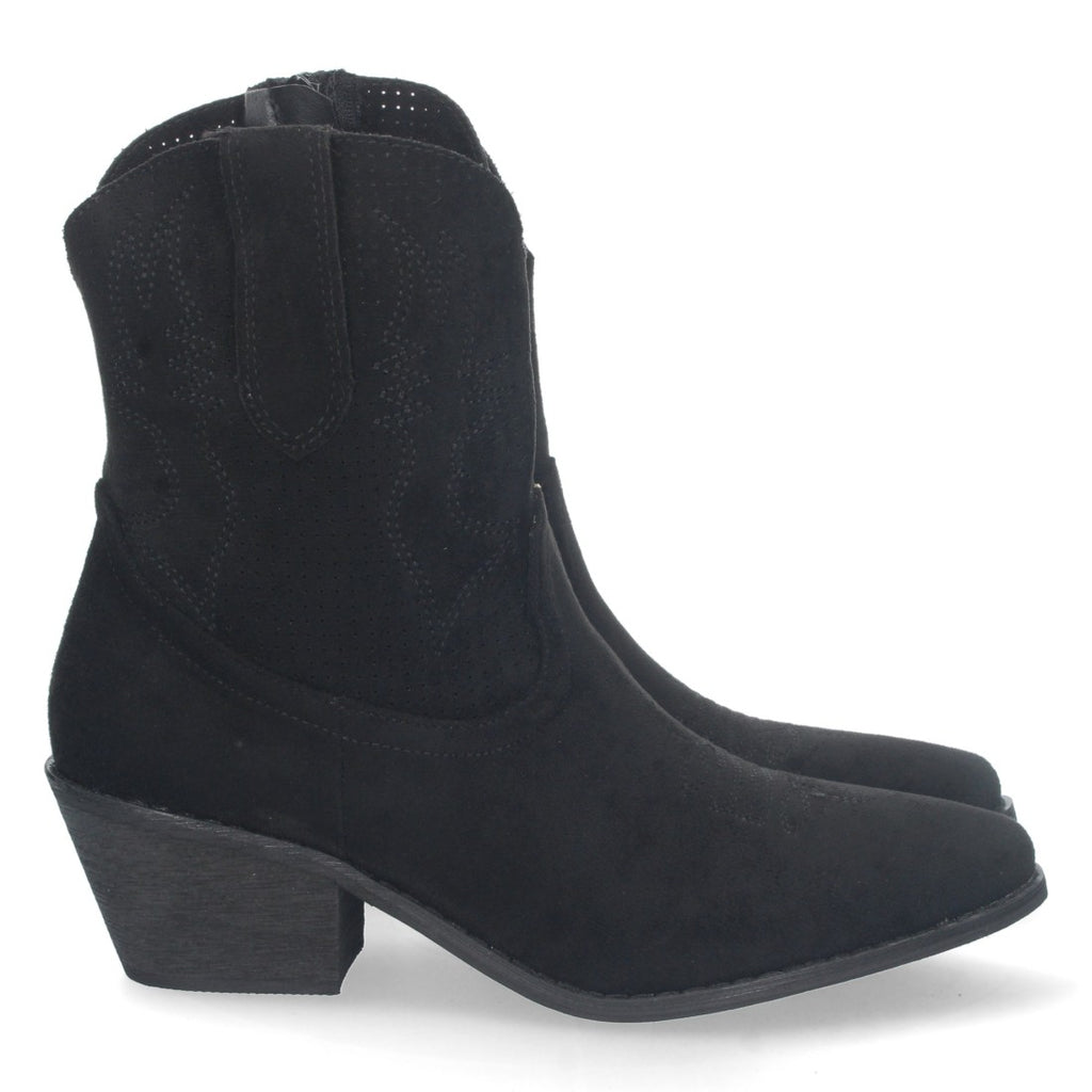 Botines Perforados con Bordado Decorativo - Negro
