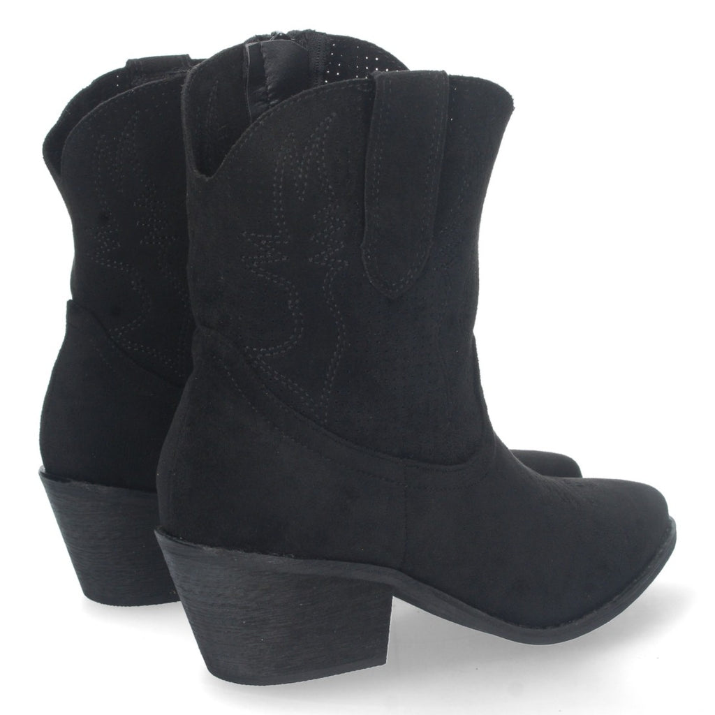 Botines Perforados con Bordado Decorativo - Negro