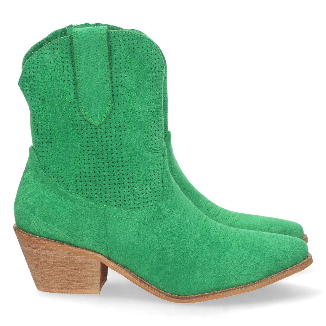 Botines Perforados con Bordado Decorativo - Verde