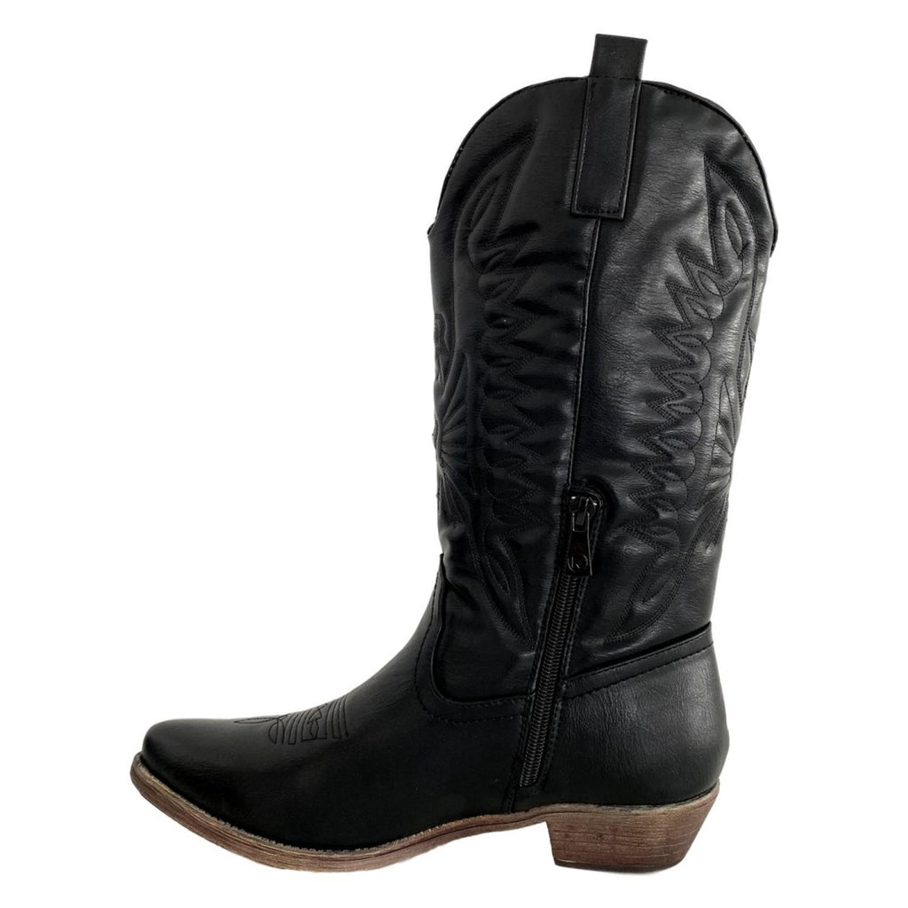 Botas Negras Camperas con Bordado Cosido