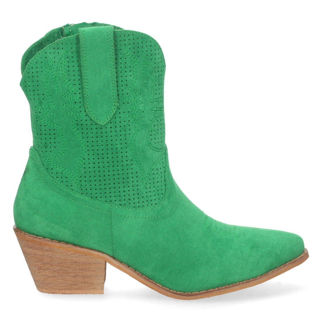Botines Perforados con Bordado Decorativo - Verde