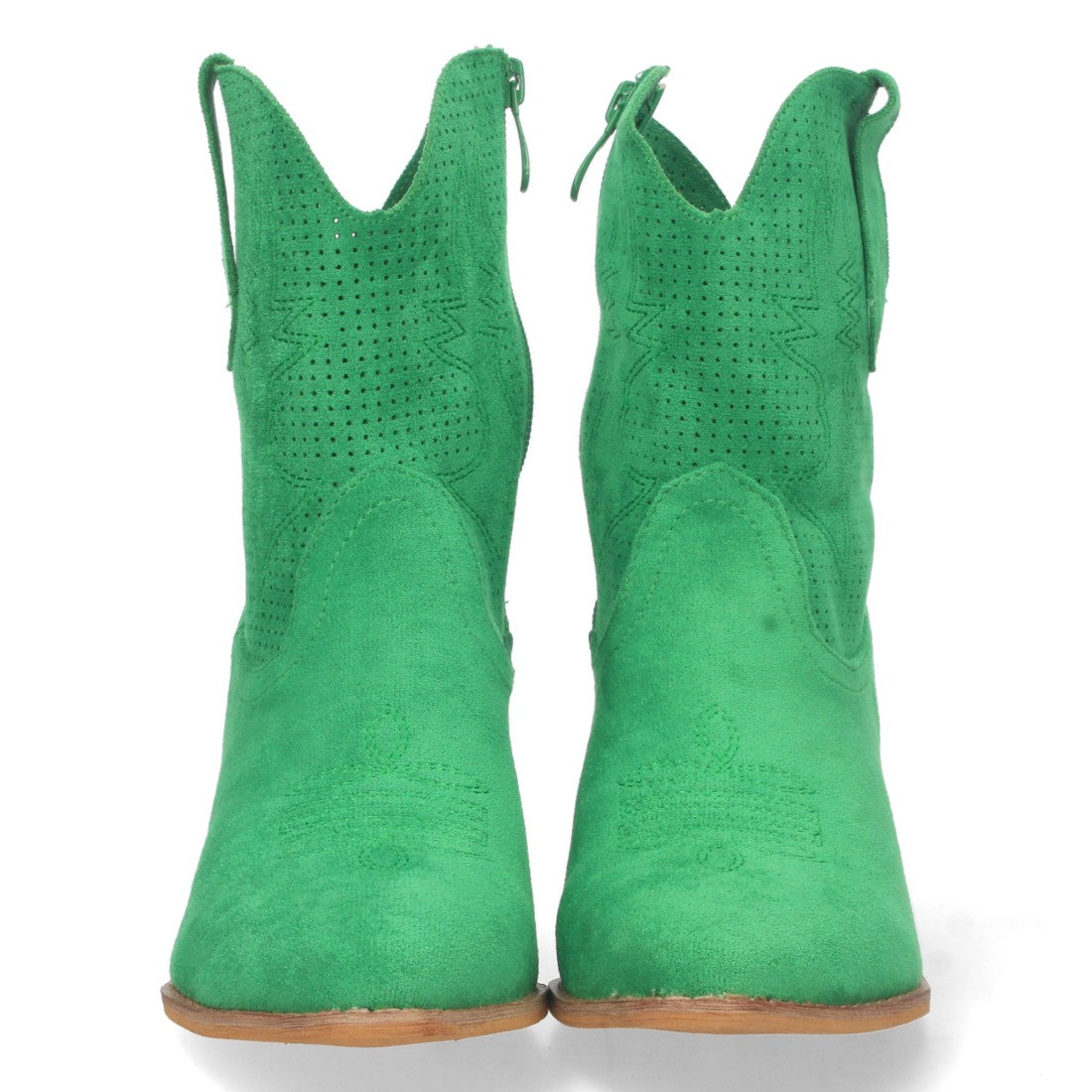 Botines Perforados con Bordado Decorativo - Verde