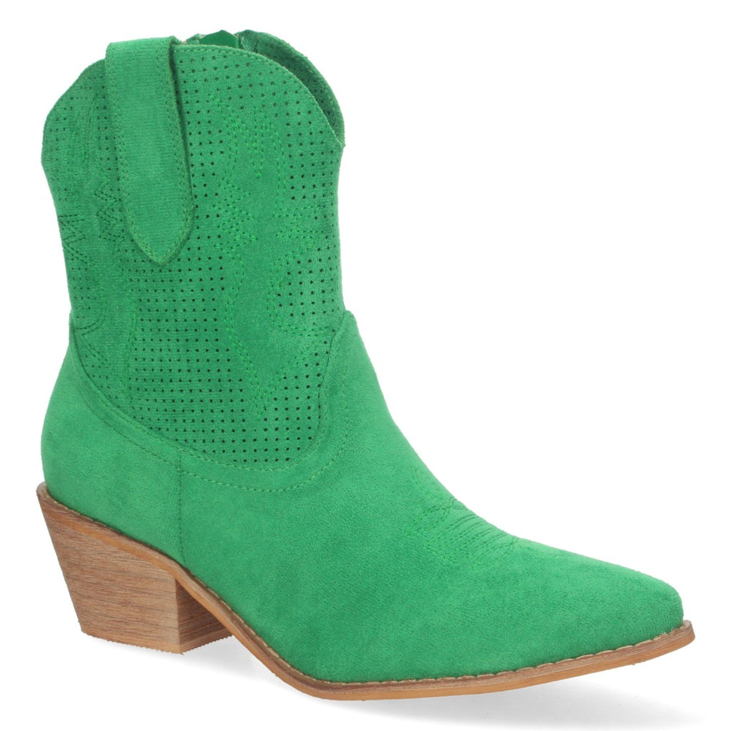 Botines Perforados con Bordado Decorativo - Verde