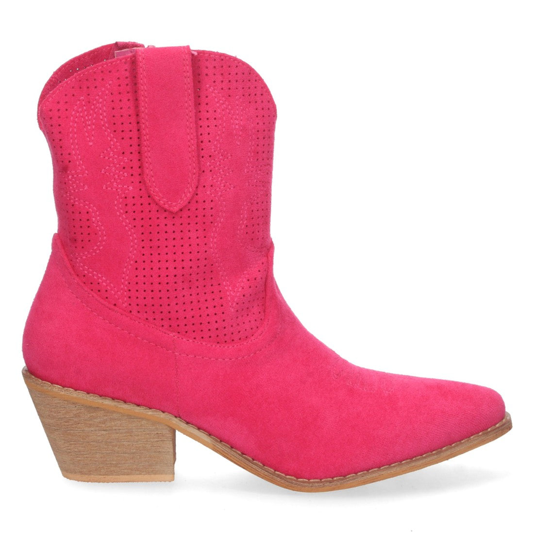 Botines Perforados con Bordado Decorativo - Fucsia