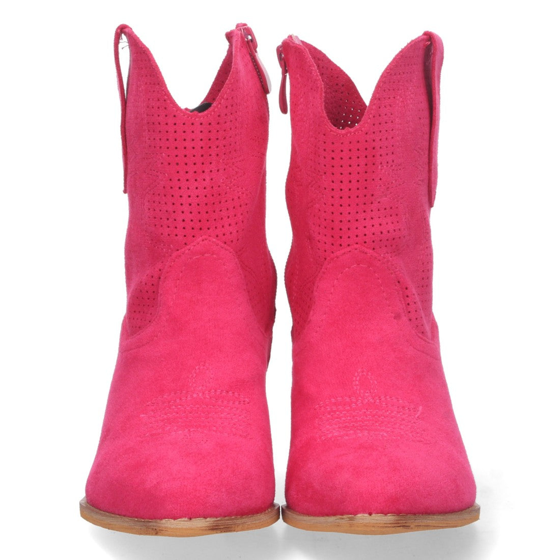 Botines Perforados con Bordado Decorativo - Fucsia