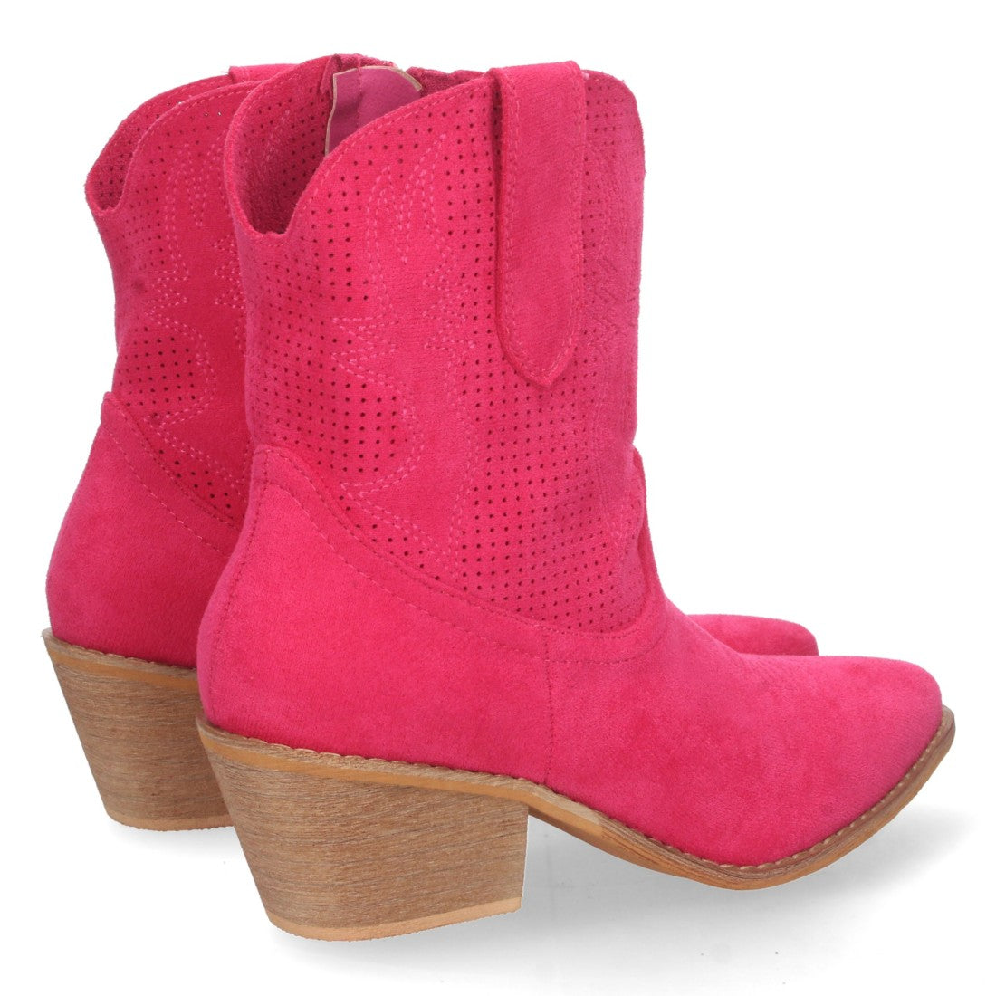 Botines Perforados con Bordado Decorativo - Fucsia