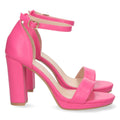 Sandalias Fucsia Mujer Tacón Ankle Strap Pala Simple