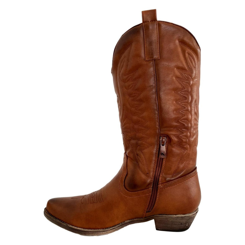 Botas Camel Camperas con Bordado Cosido