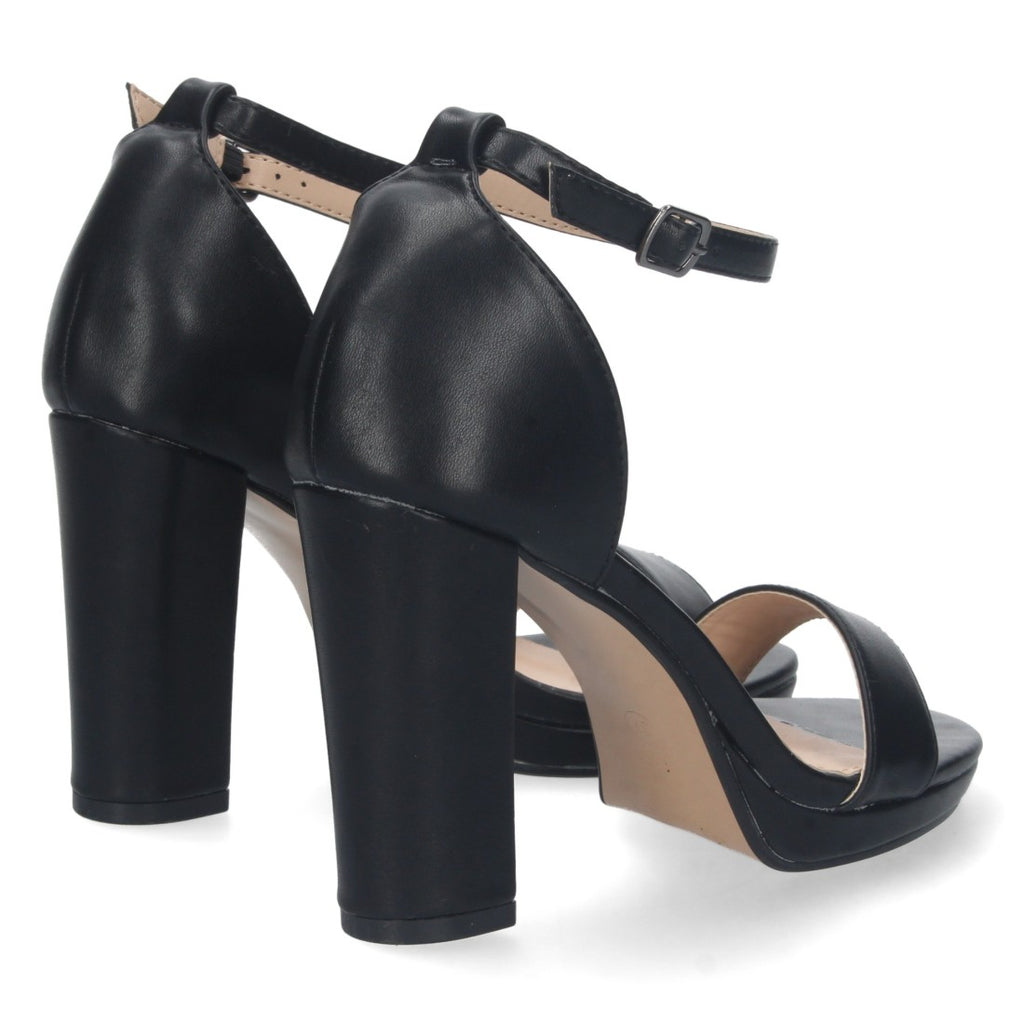 Sandalias Negras Mujer Tacón Ankle Strap Pala Simple