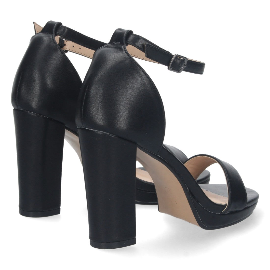 Sandalias Negras Mujer Tacón Ankle Strap Pala Simple