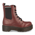 Elegante hohe bordeauxrote Stiefel mit Absatz