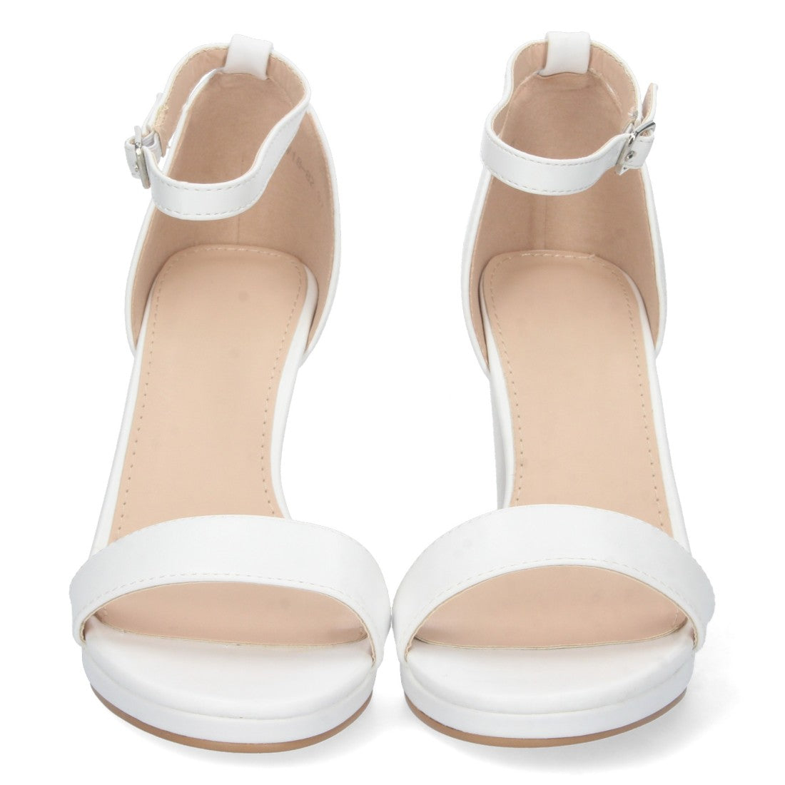 Sandalias Blancas Mujer Tacón Ankle Strap Pala Simple