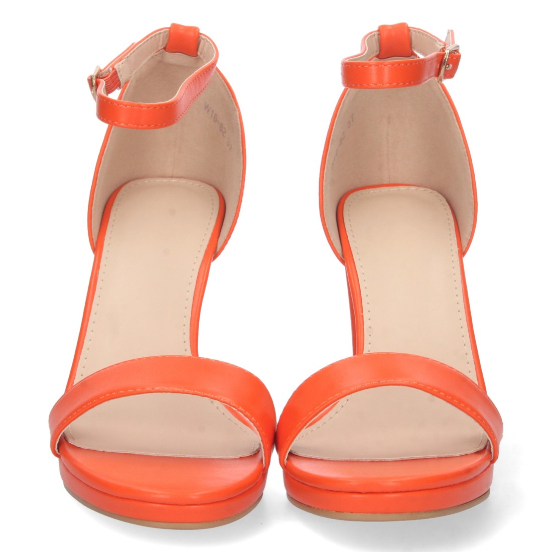 Sandalias Naranjas Mujer Tacón Ankle Strap Pala Simple