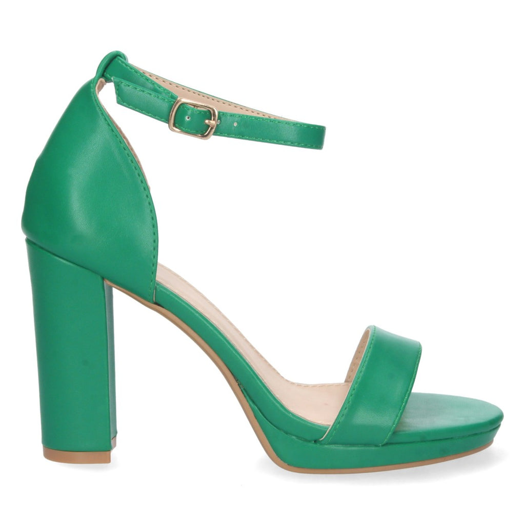 Sandalias Verdes Mujer Tacón Ankle Strap Pala Simple