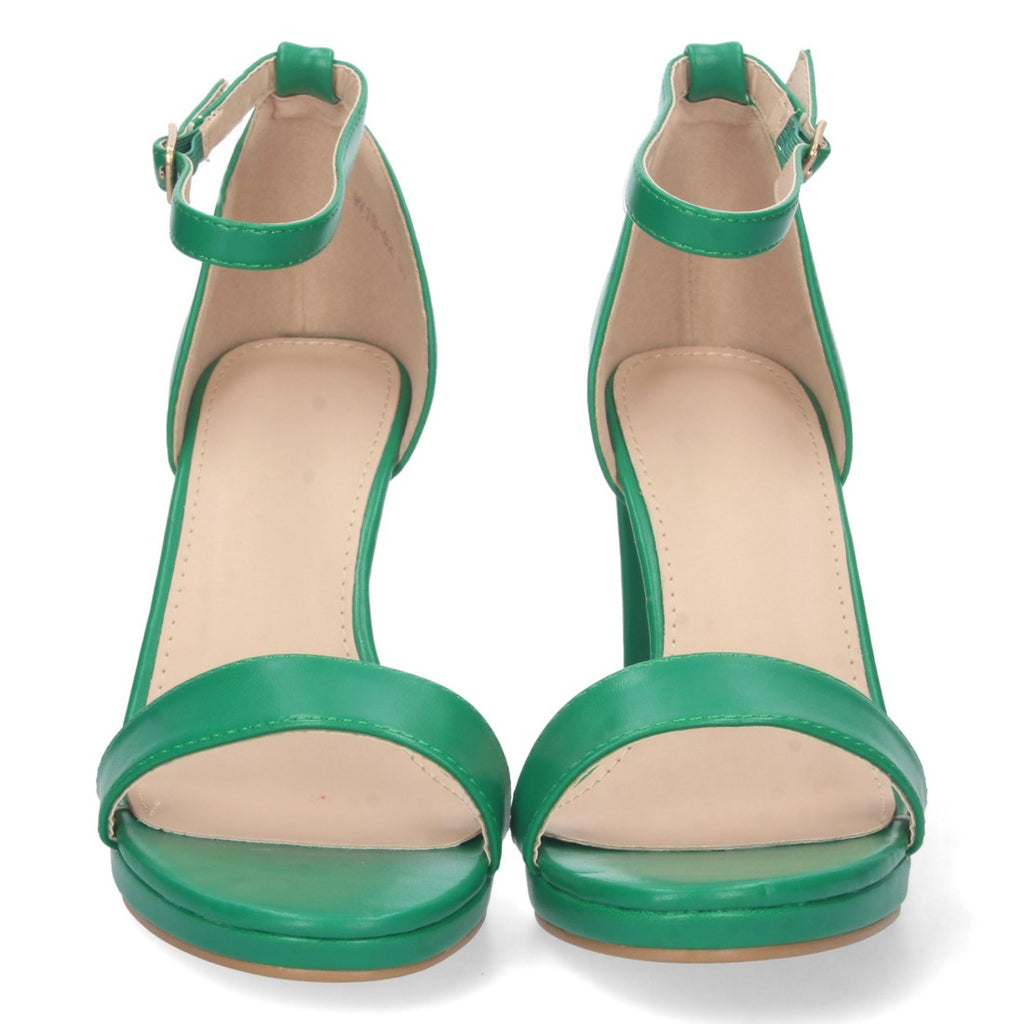 Sandalias Verdes Mujer Tacón Ankle Strap Pala Simple