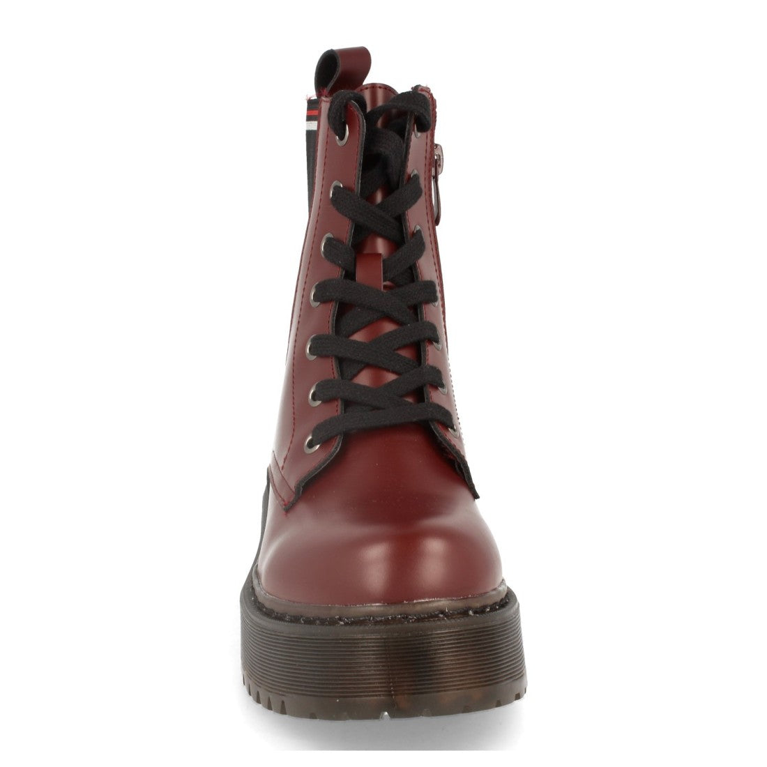 Elegante hohe bordeauxrote Stiefel mit Absatz