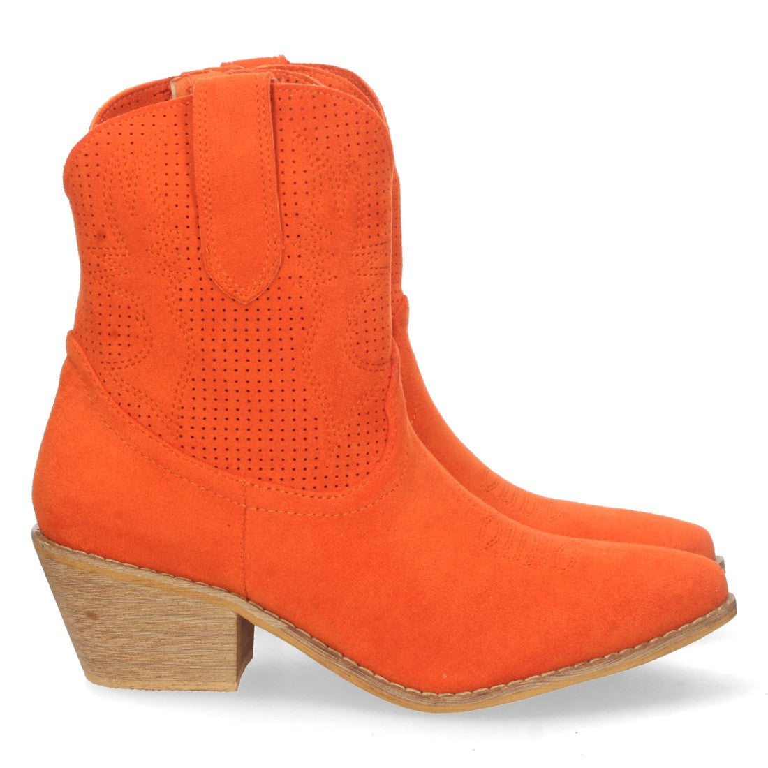 Botines Perforados con Bordado Decorativo - Naranja