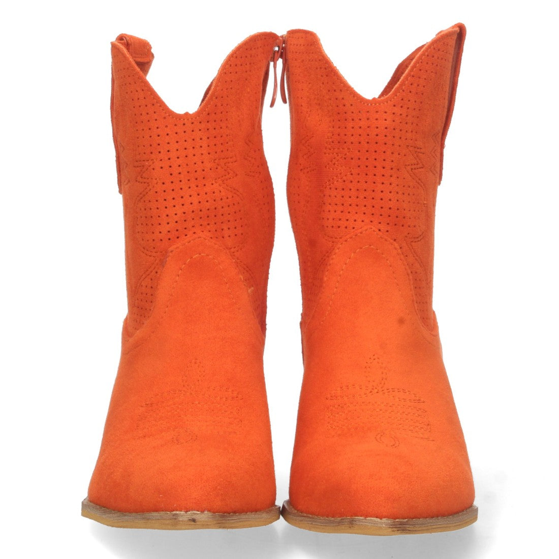 Botines Perforados con Bordado Decorativo - Naranja