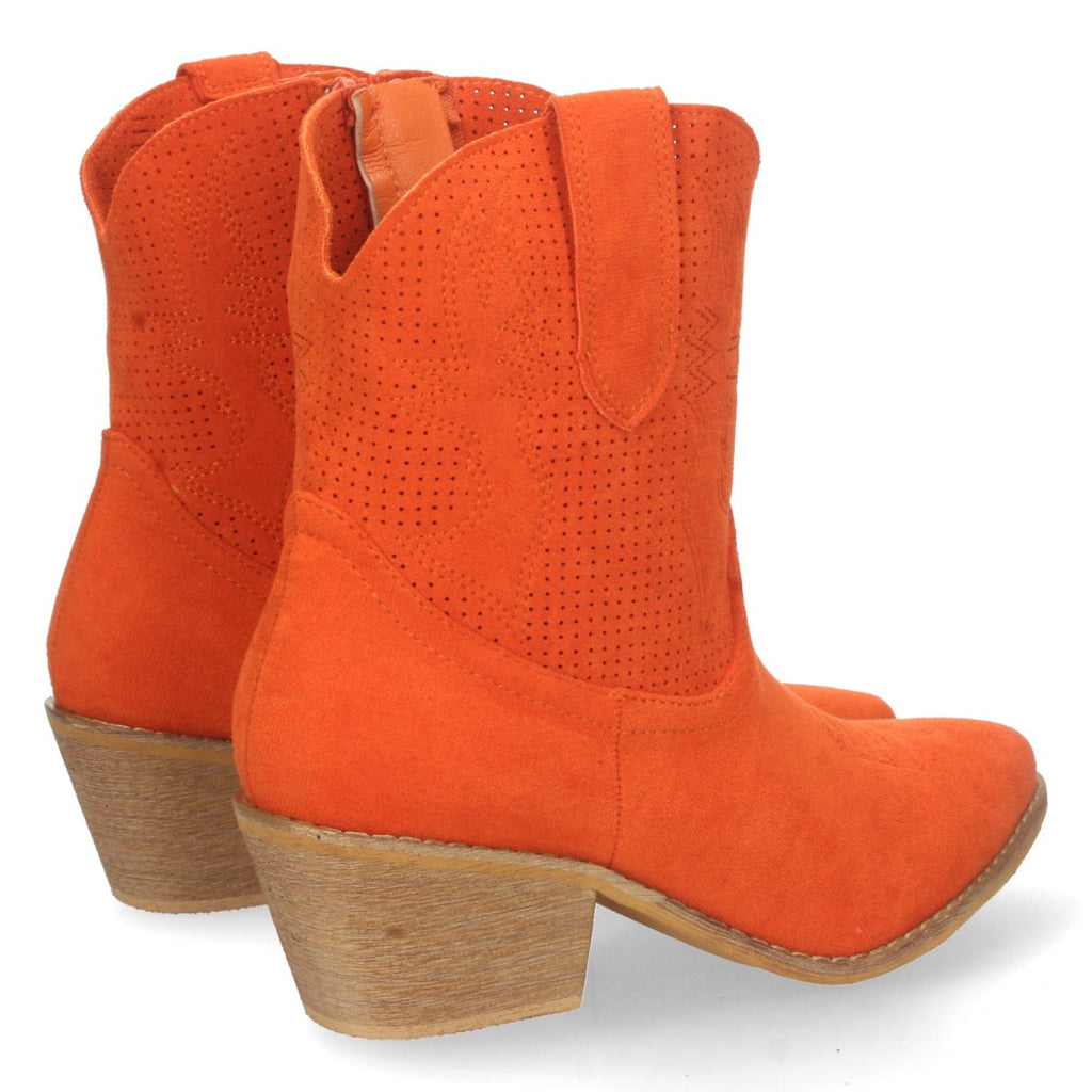 Botines Perforados con Bordado Decorativo - Naranja