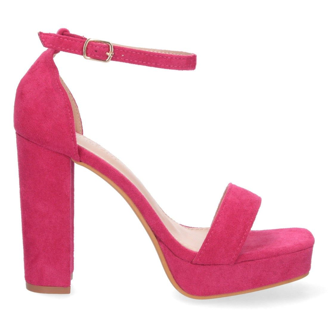Fuchsia Sandalen mit Riemchen, Absatz, Ristriemen, Schnalle, bequem, Party