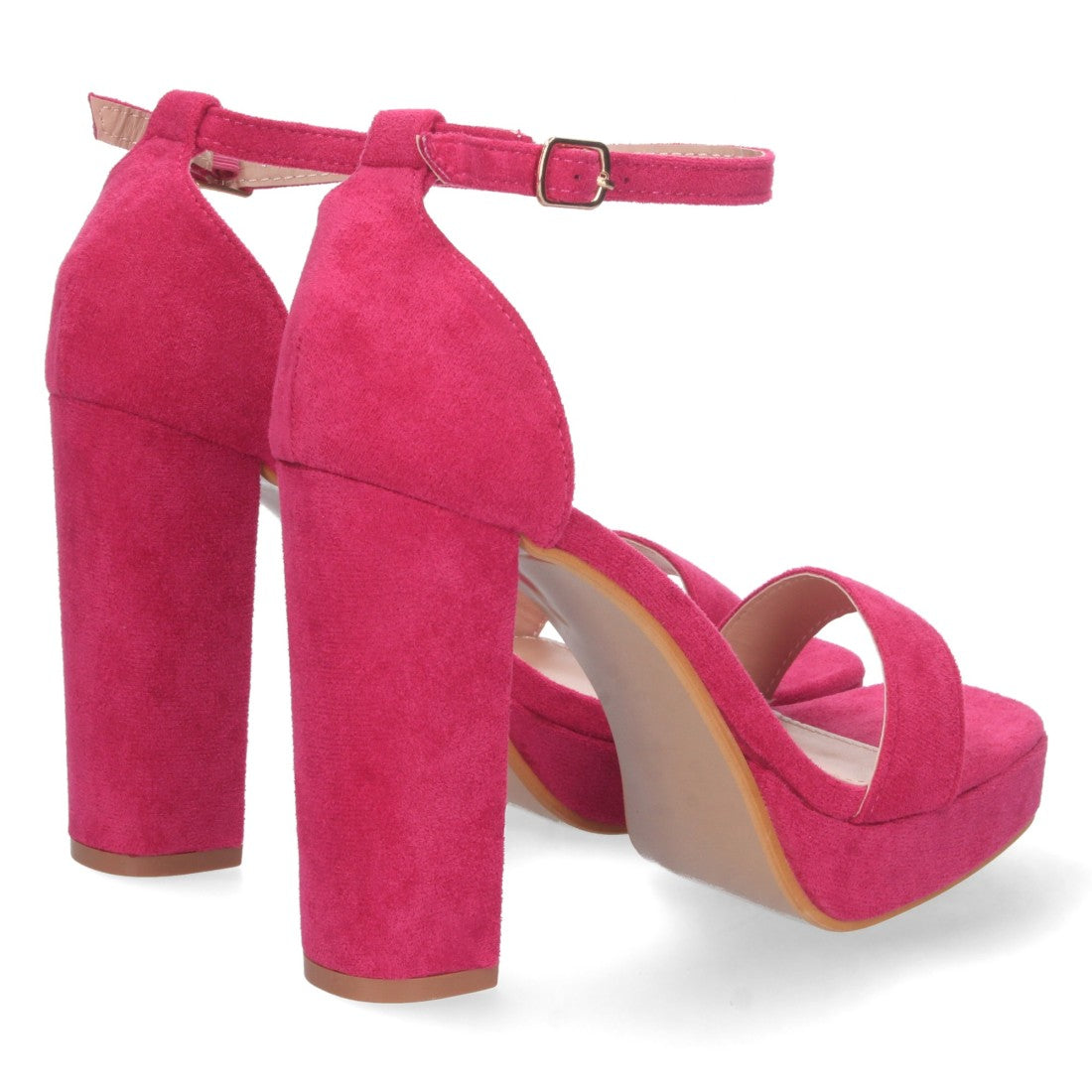 Fuchsia Sandalen mit Riemchen, Absatz, Ristriemen, Schnalle, bequem, Party