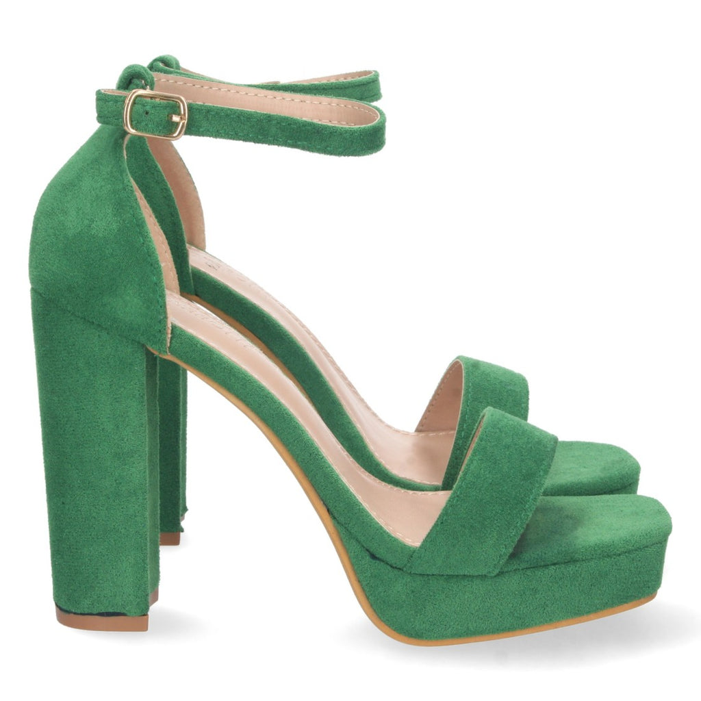 Grüne Sandalen Absatz Riemen Spann Schnalle Bequem Party