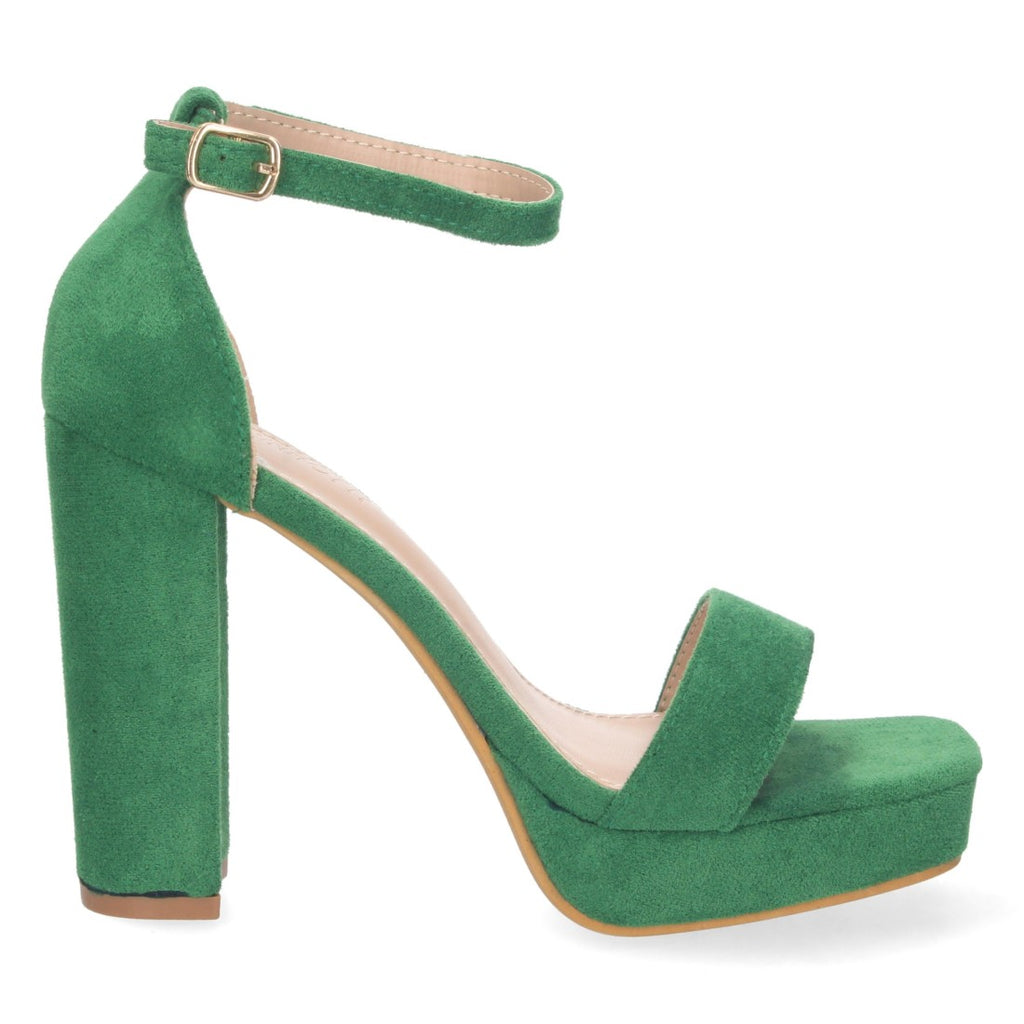 Grüne Sandalen Absatz Riemen Spann Schnalle Bequem Party