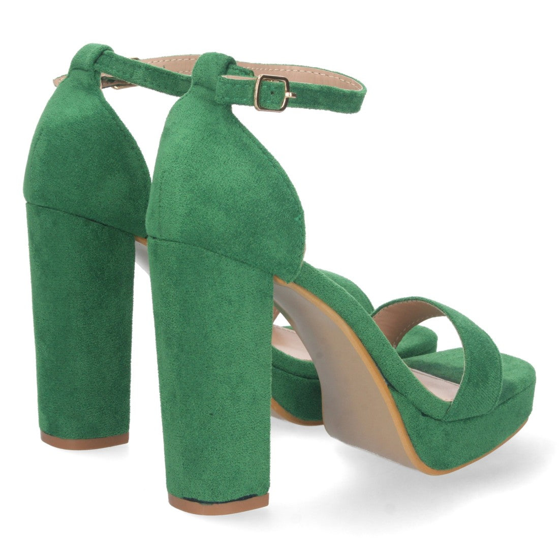 Grüne Sandalen Absatz Riemen Spann Schnalle Bequem Party