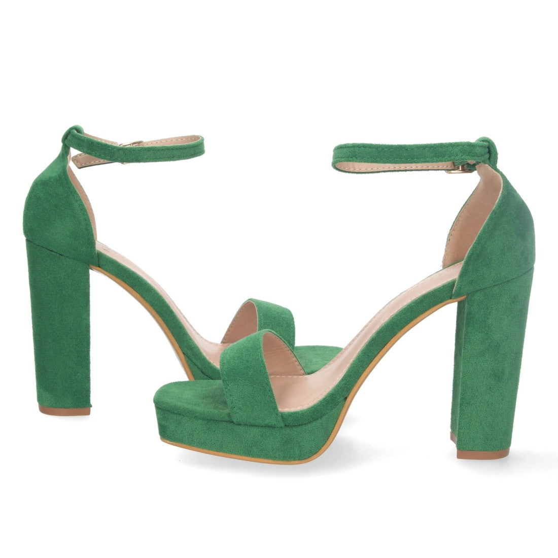 Grüne Sandalen Absatz Riemen Spann Schnalle Bequem Party