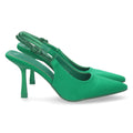 Pumps Verdes Mujer Salón Strass Punta Fina Talón Abierto Elástico