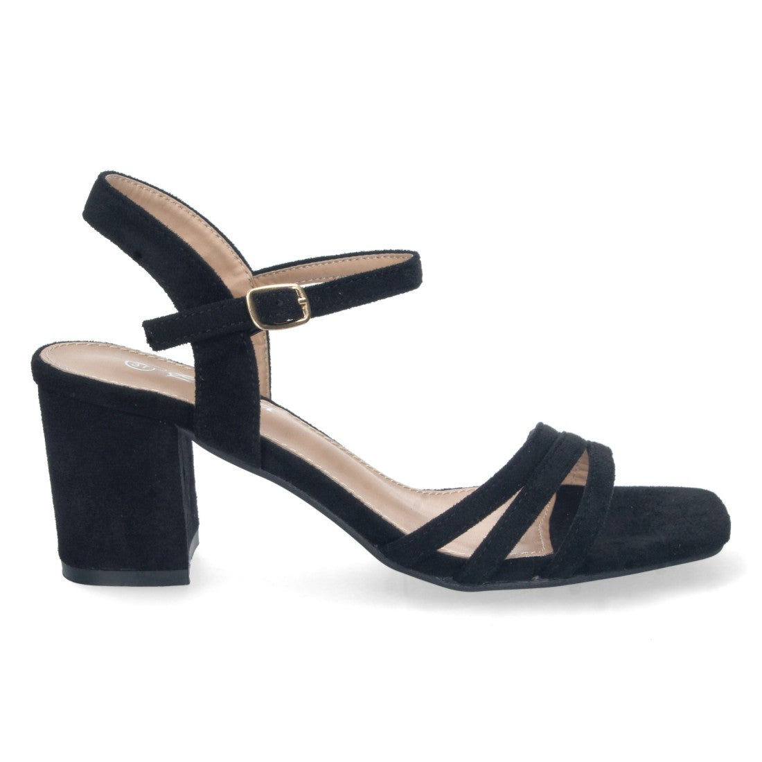 Sandalias Negras Mujer Tacón Palas Finas Talón Abierto Cómodas