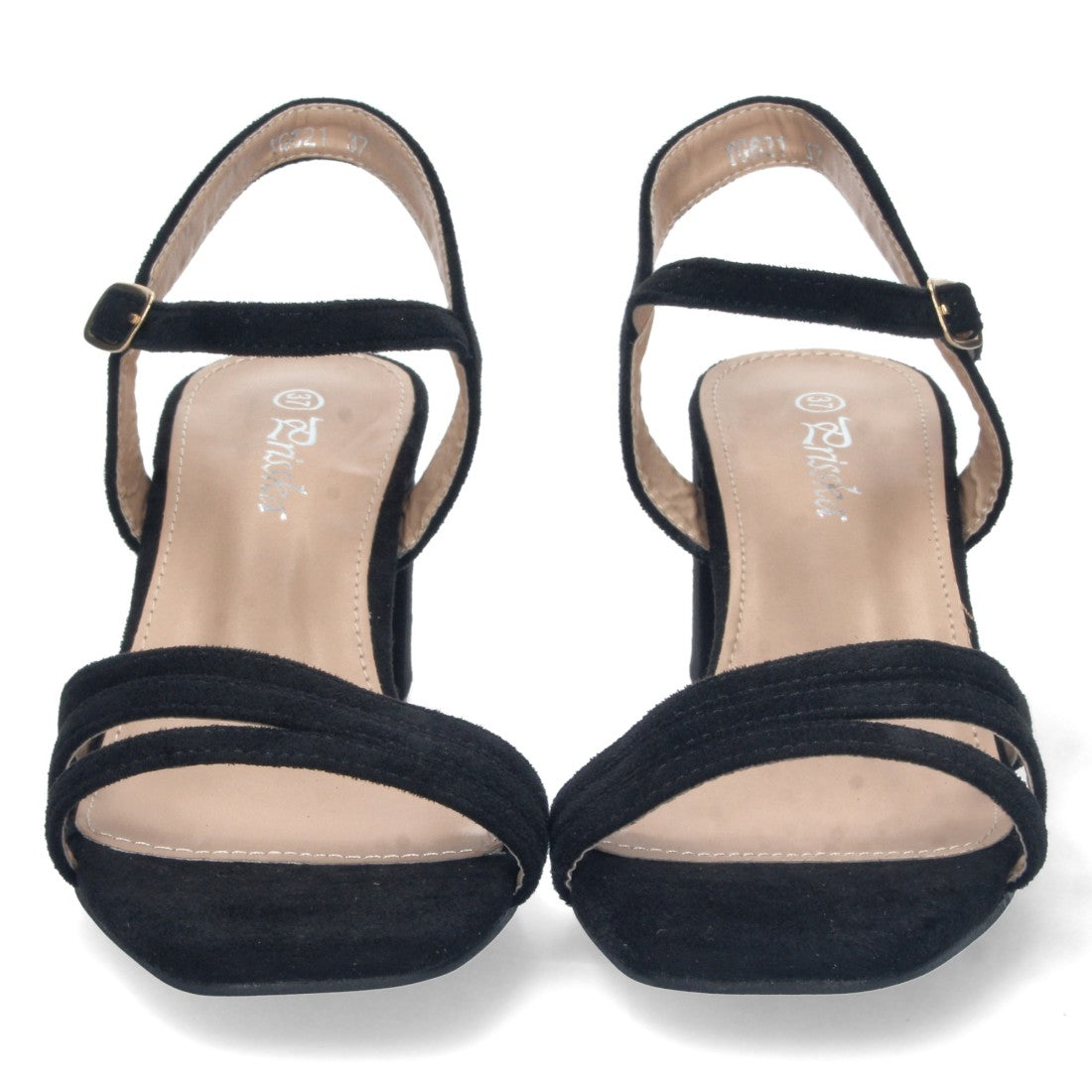 Sandalias Negras Mujer Tacón Palas Finas Talón Abierto Cómodas