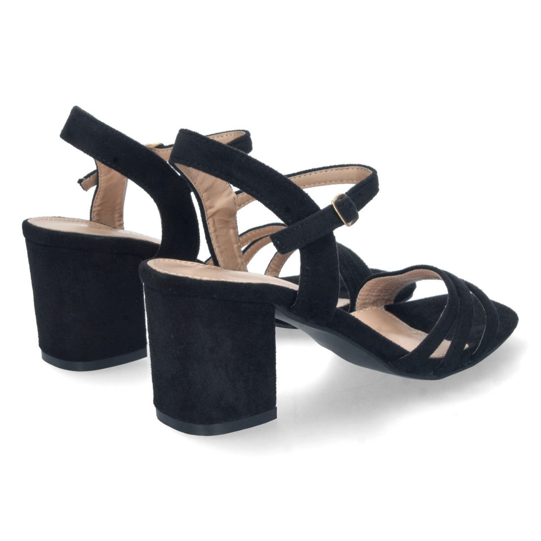 Sandalias Negras Mujer Tacón Palas Finas Talón Abierto Cómodas