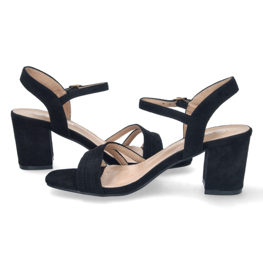 Sandalias Negras Mujer Tacón Palas Finas Talón Abierto Cómodas