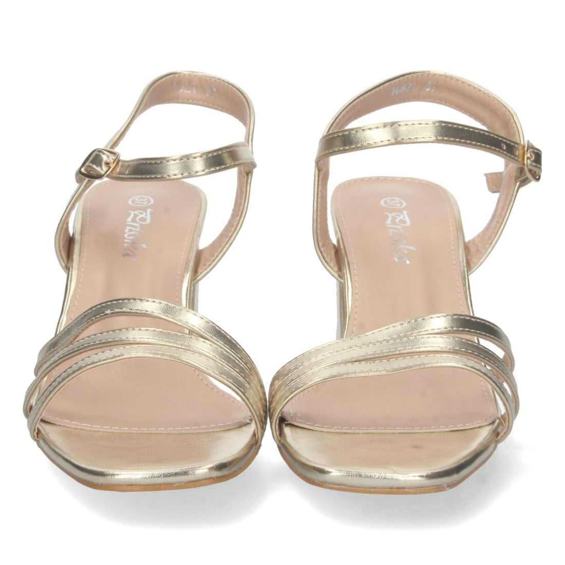 Sandalias Doradas Mujer Tacón Palas Finas Talón Abierto Cómodas