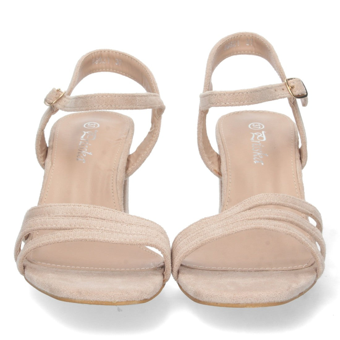 Sandalias Beige Mujer Tacón Palas Finas Talón Abierto Cómodas