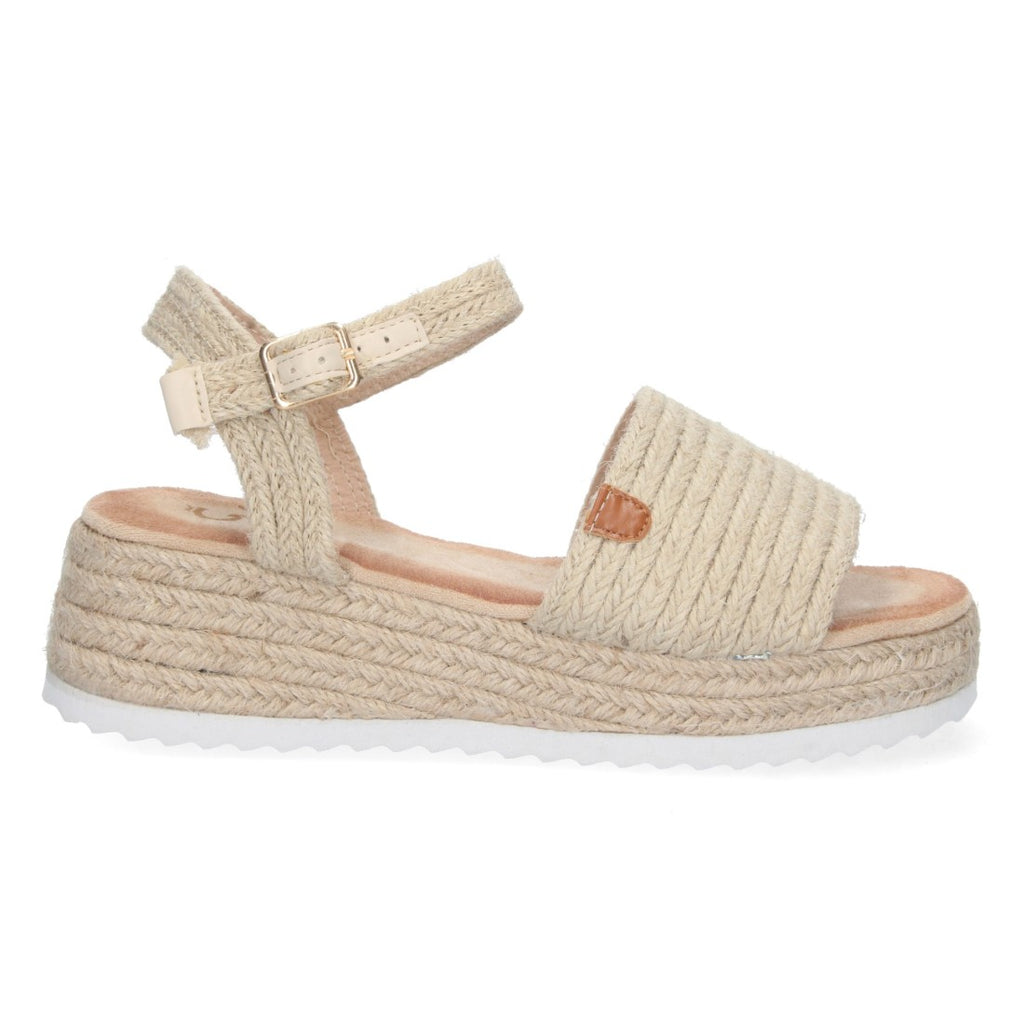 Sandalias Beige Mujer Plataforma Yute Pala Ancha Elegantes