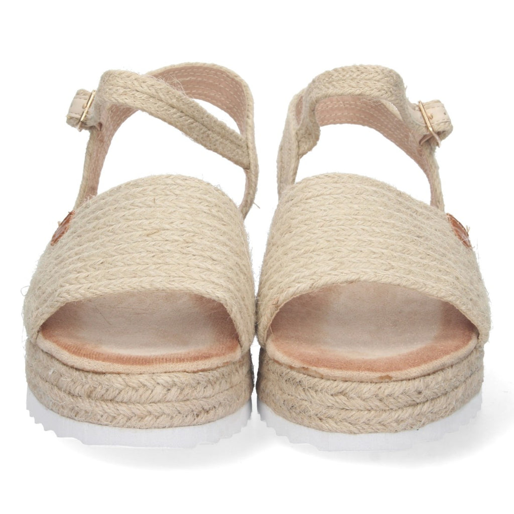 Sandalias Beige Mujer Plataforma Yute Pala Ancha Elegantes