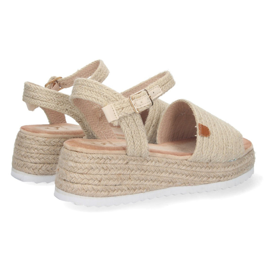 Sandalias Beige Mujer Plataforma Yute Pala Ancha Elegantes