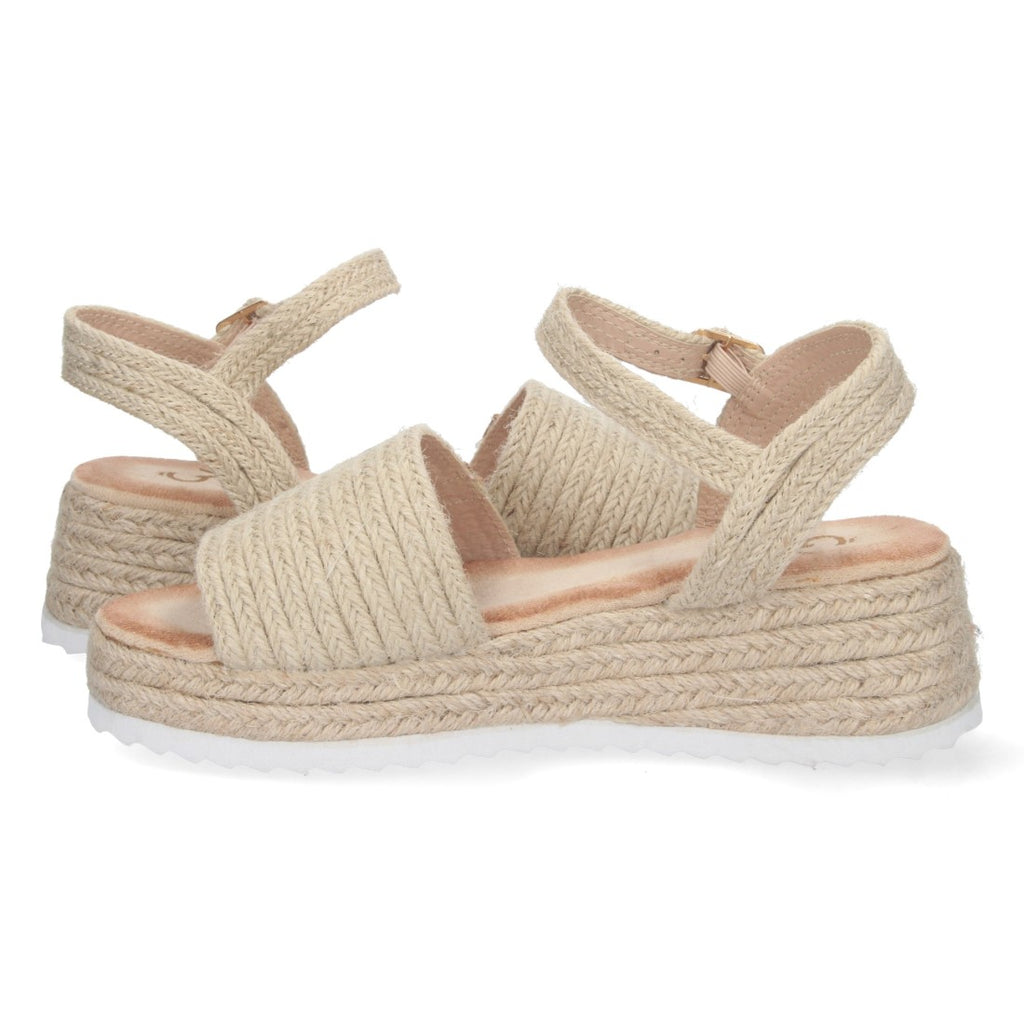 Sandalias Beige Mujer Plataforma Yute Pala Ancha Elegantes