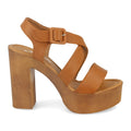Sandalias Camel Mujer Tacón Plataforma Pala Fina Talón Abierto