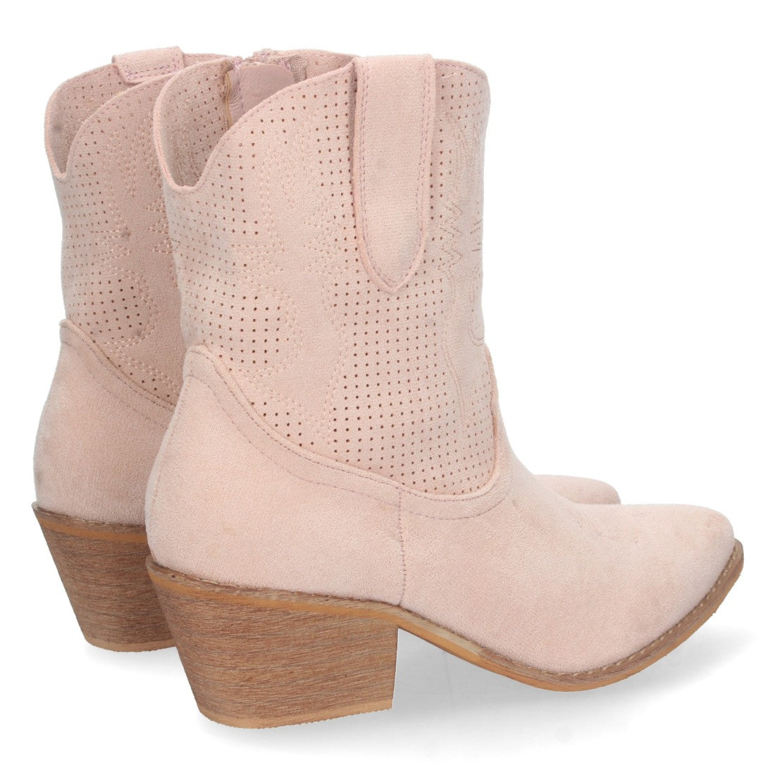Botines Perforados con Bordado Decorativo - Rosa