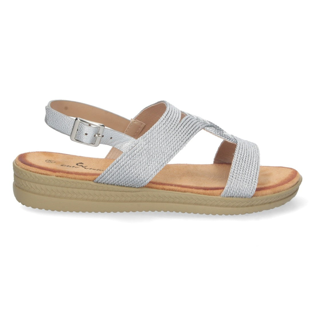 Sandalias Plateadas Mujer Planas Pala T Trenzadas Elegantes